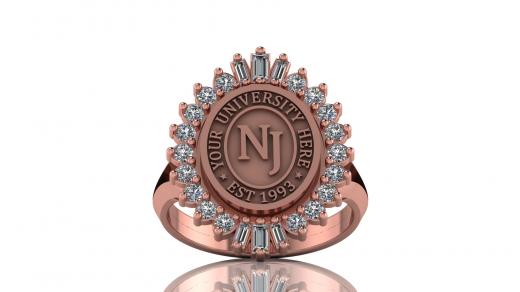 Custom University Class Ring • Personalized College Graduation Ring • Gold 