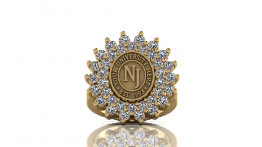 Custom University Class Ring • Personalized College Graduation Ring • Gold 