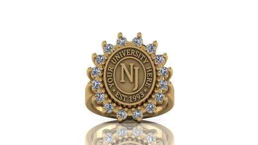 Custom University Class Ring • Personalized College Graduation Ring • Gold 